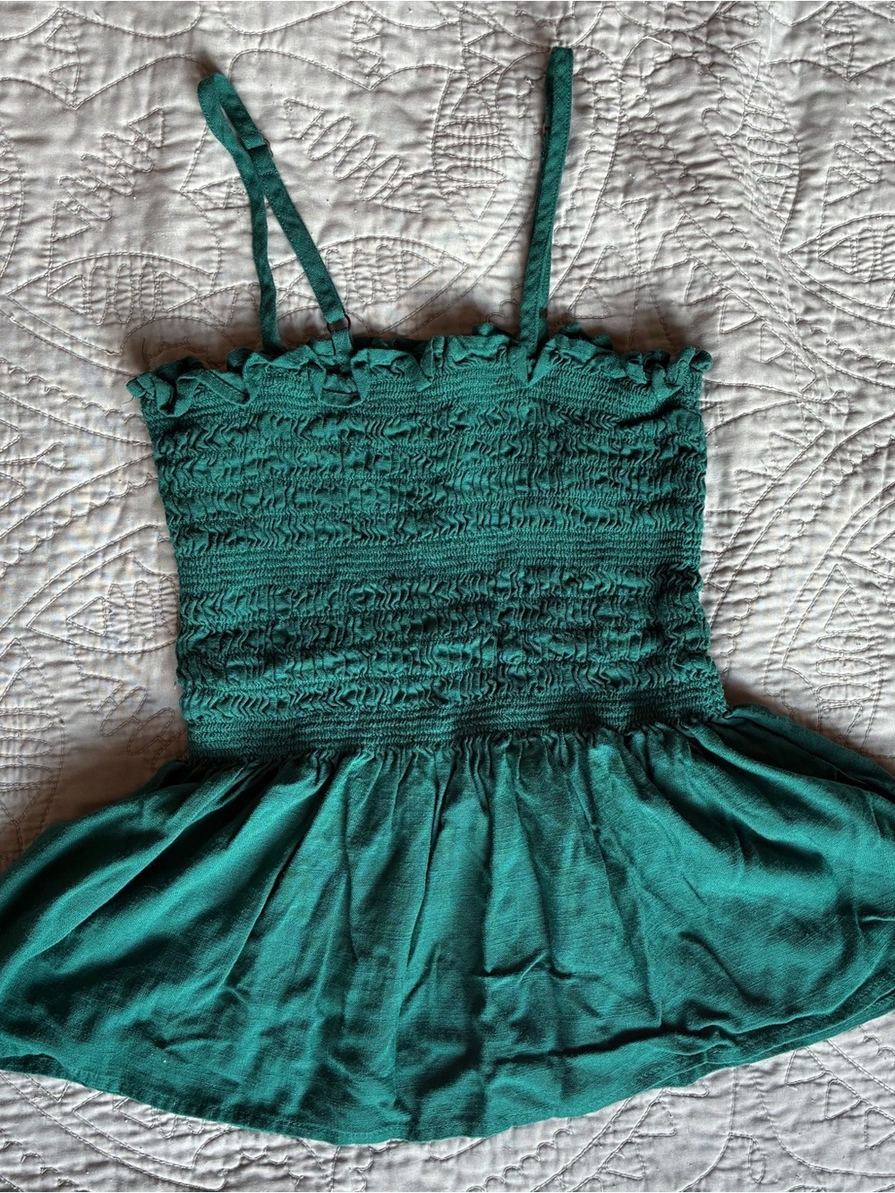 Green smocked convertible top
